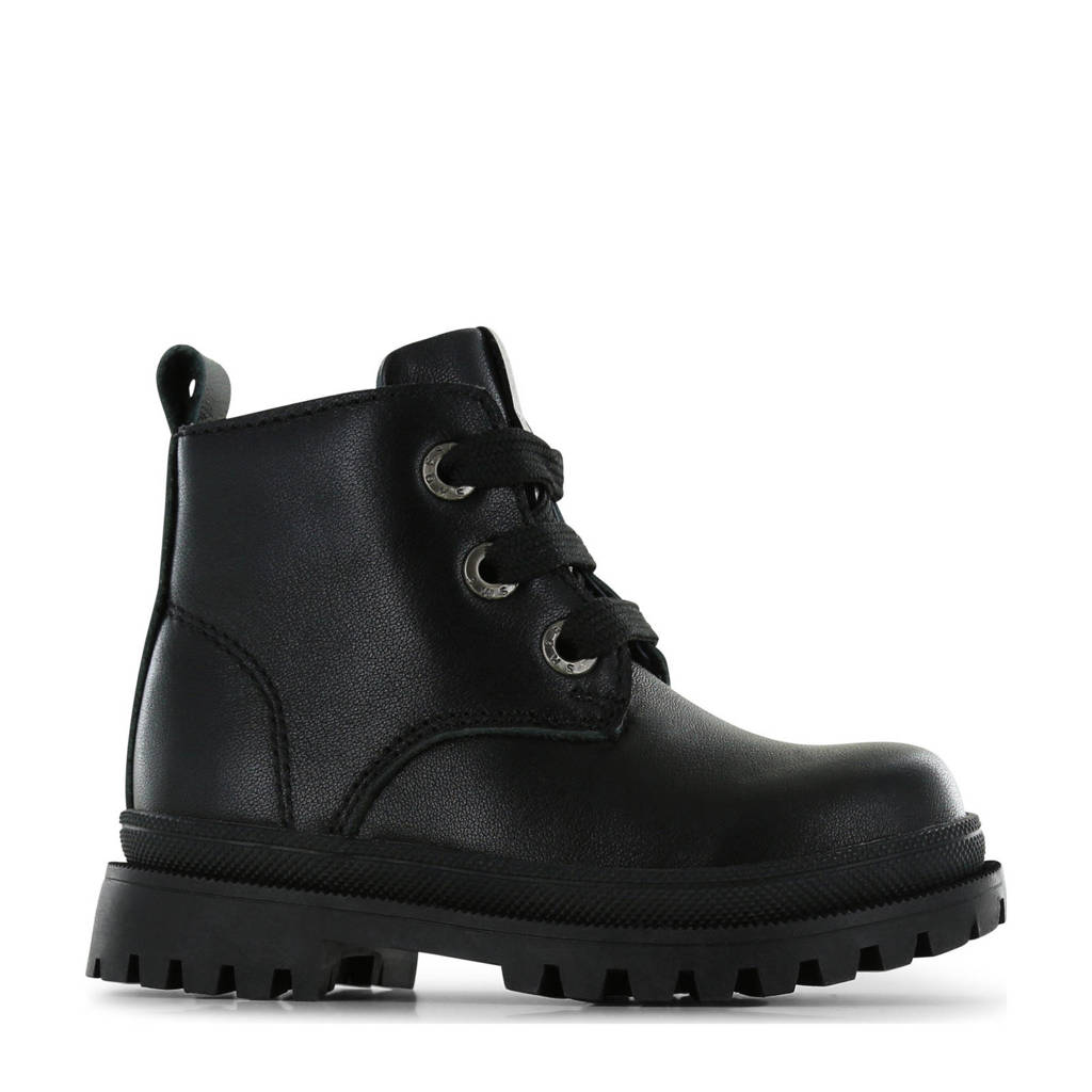Shoesme leren veterboots zwart