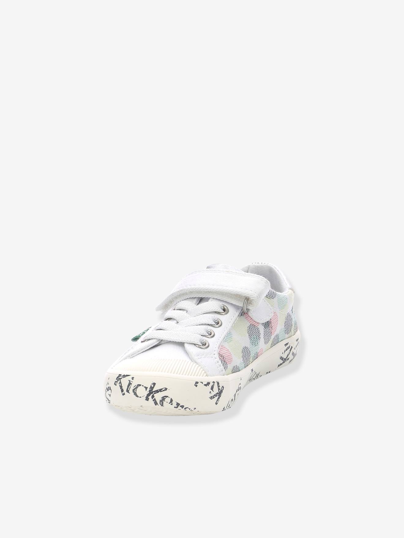 Tênis KICKERS® Gody Gold para meninas, branco claro com estampa.