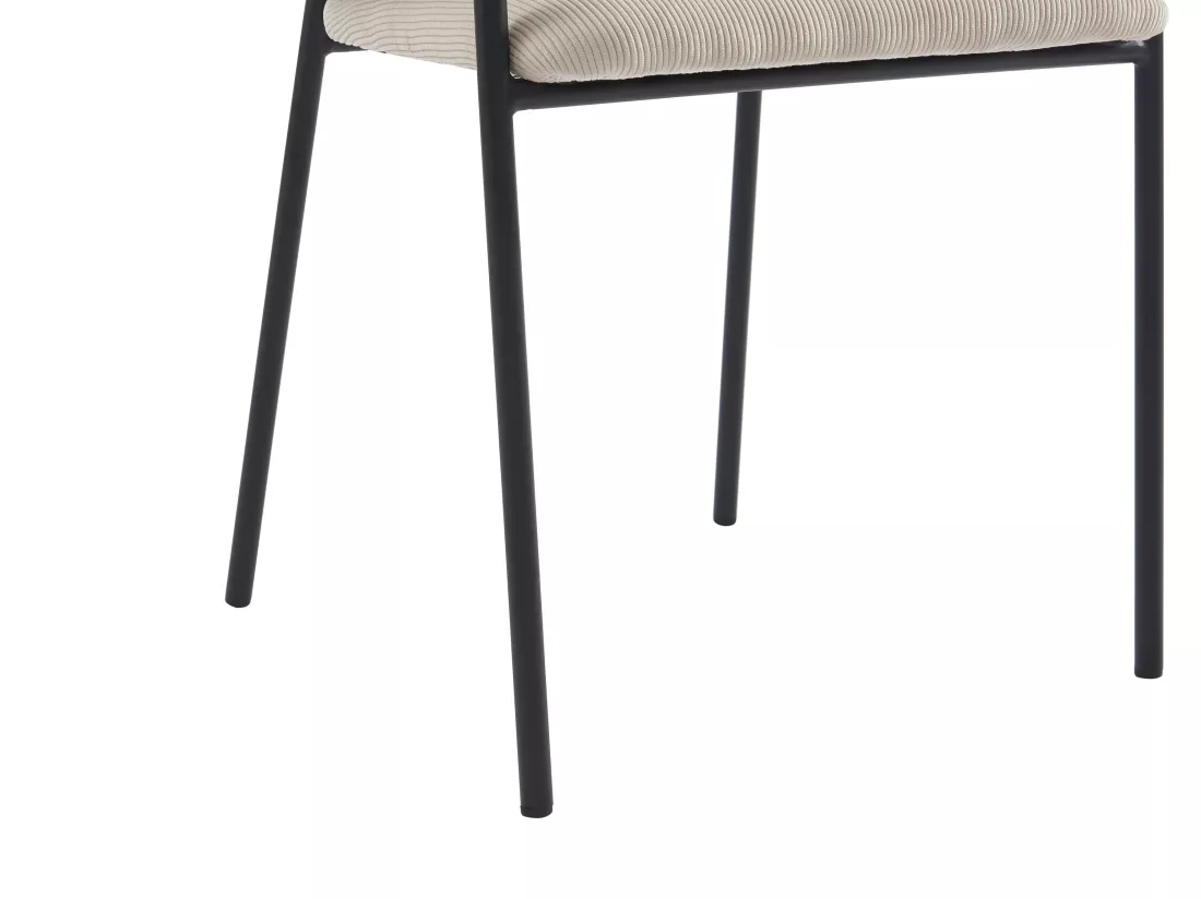 Lot de 6 chaises avec accoudoirs en velours côtelé et métal noir - Crème - ORDIDA de Pascal MORABITO