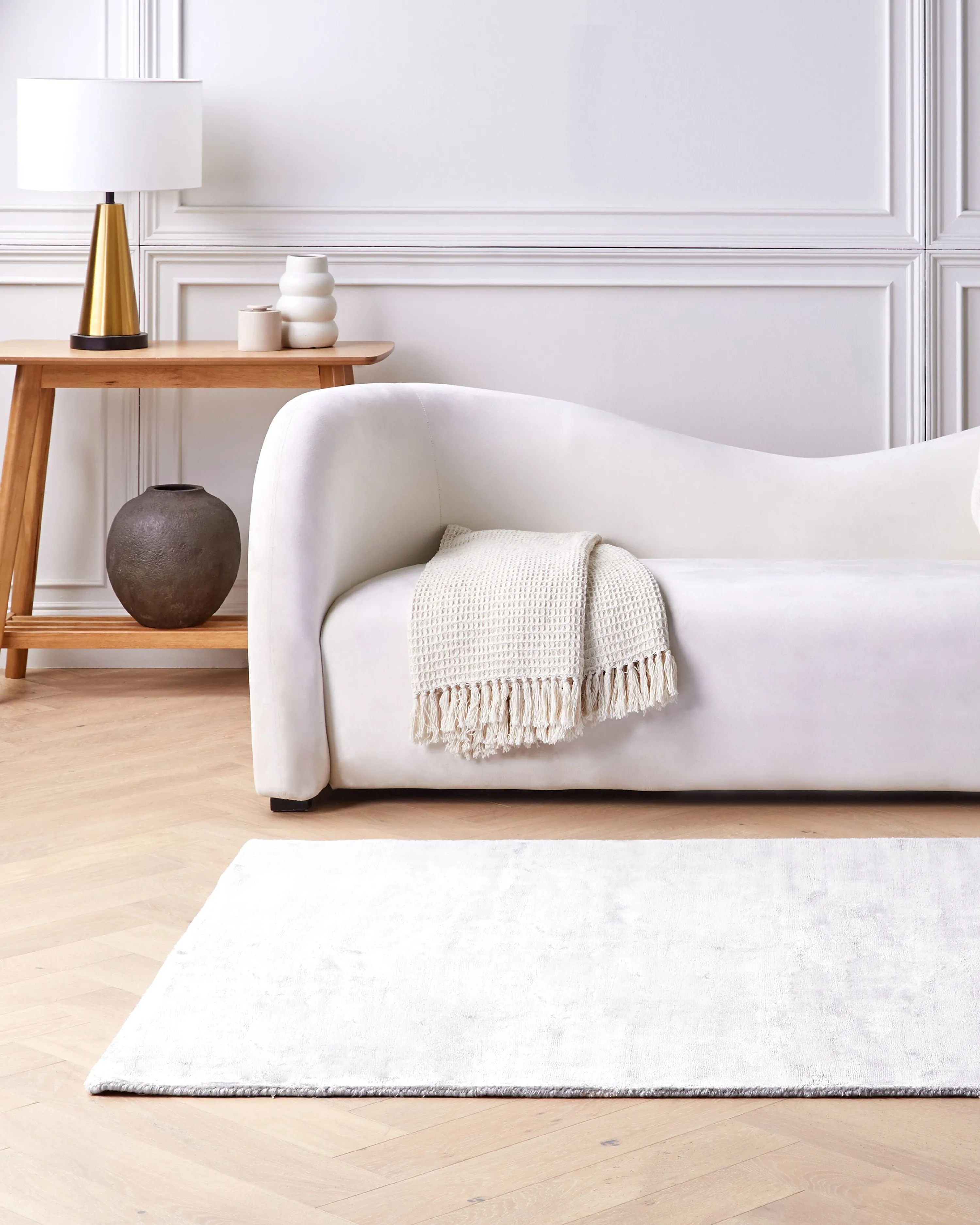 Vloerkleed GESI II Lichtgrijs 160 x 230 cm Viscose