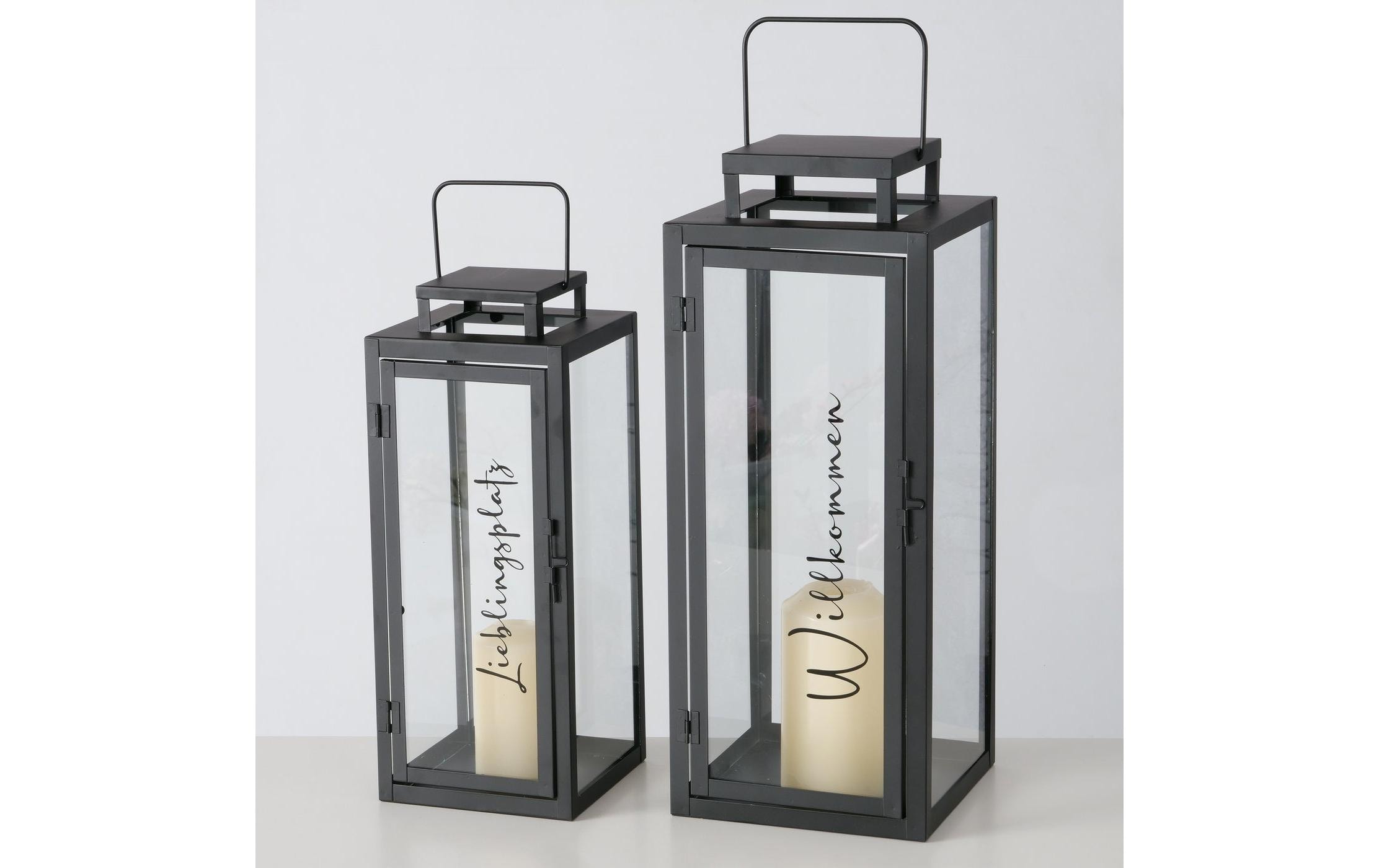 BOLTZE Laterne »Berlin 2-teilig, 40 cm/50 cm, Schwarz« Laterne klein: 16 x 16 x 40 cm, Laterne gross: 20 x 20 x 50 cm, 2 Stk. tlg.