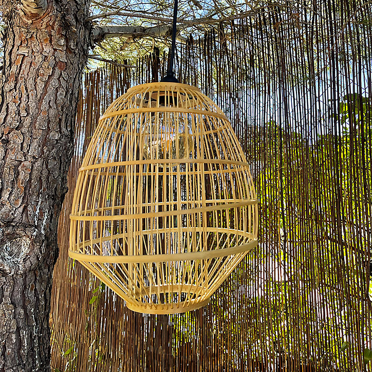 Abat jour bambou naturel E27 40W IP44 l.30 x H.35 cm