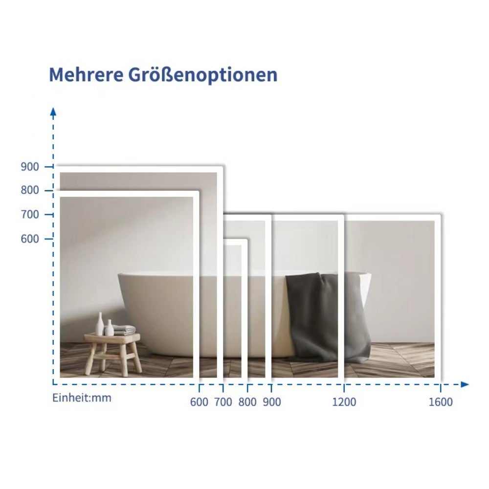 Home Deluxe - LED Spiegel NOLA - Rechthoekig 90 x 70 cm - 3 verschillende lichtkleuren, anti-condenssysteem - Totaal vermogen 38 watt | Wandspiegel, badkamerspiegel