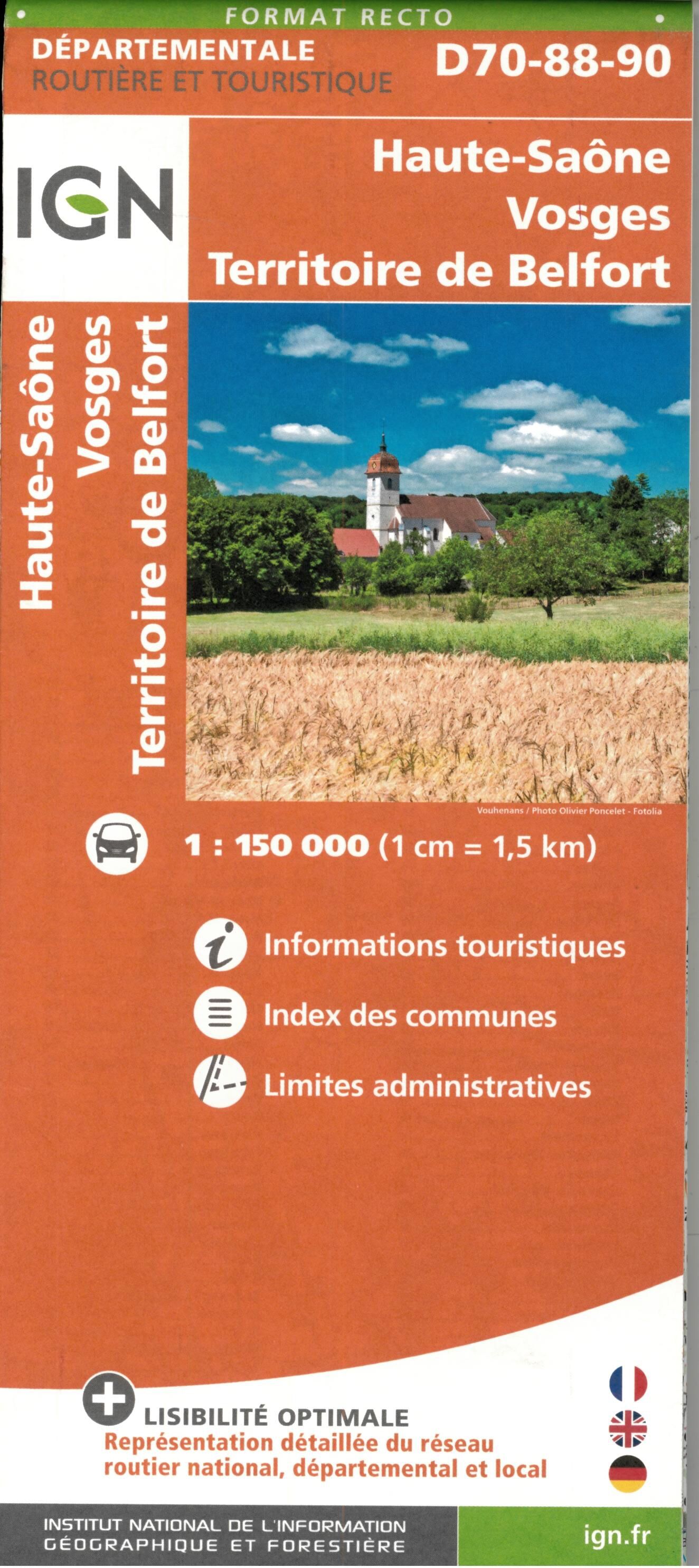 IGN - D70 88 90 H SAONE VOSGES T BELFORT ECHELLE 1 150 0
