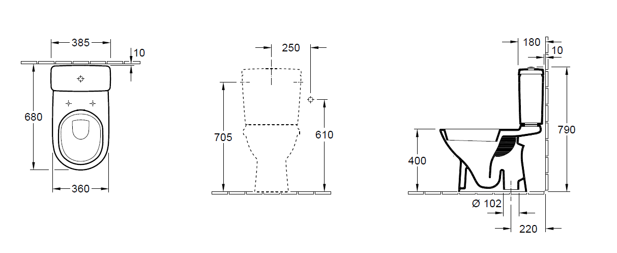 SCHADEMODEL: Villeroy & Boch O.novo combi-pack m. closetpot AO - reservoir- zitting wit