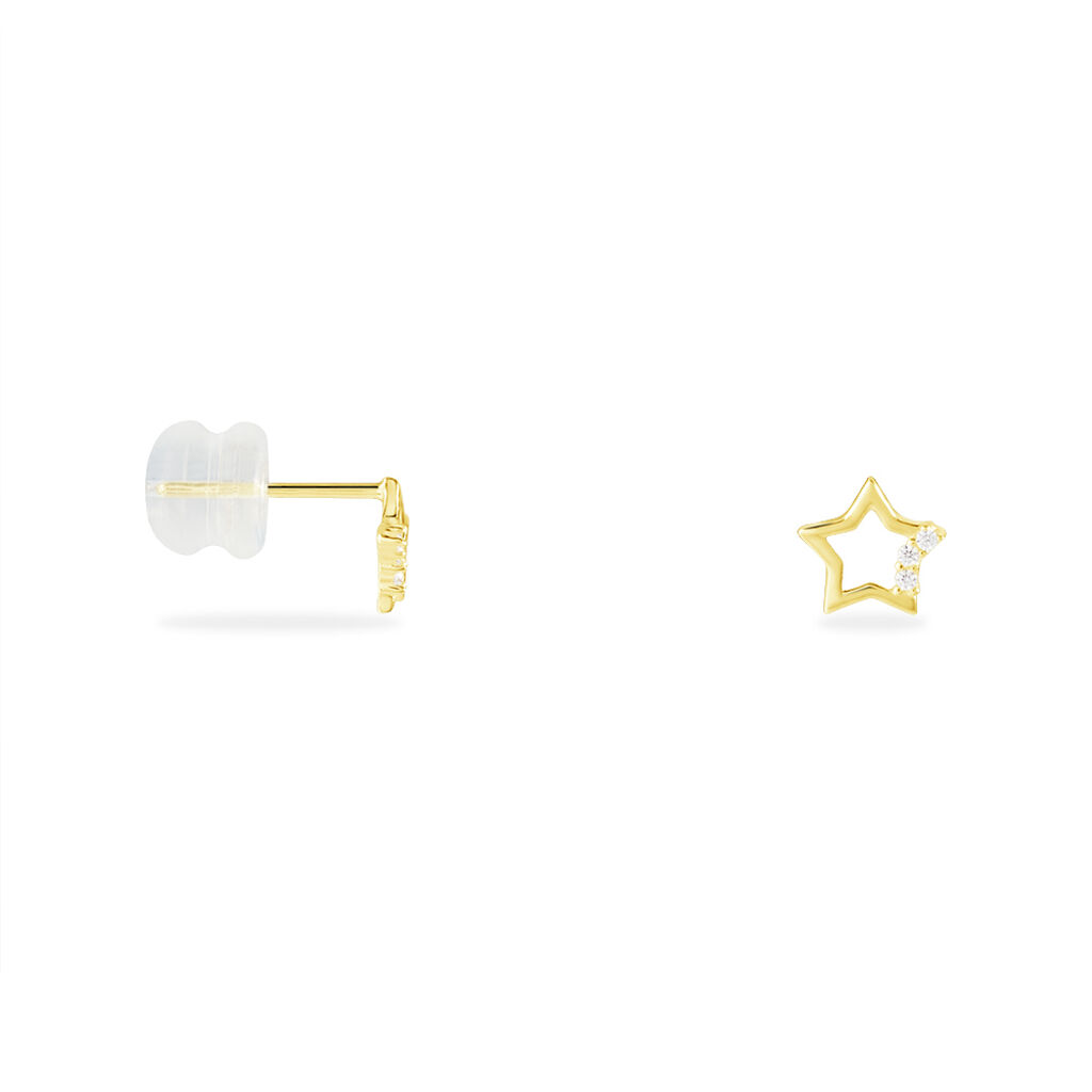 Boucles D'oreilles Puces Camomille Or Jaune Oxyde De Zirconium