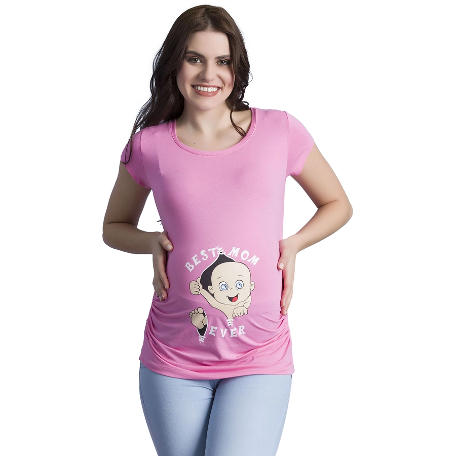M.M.C. Umstandsshirt Best Mom Ever mit Motiv Rosa