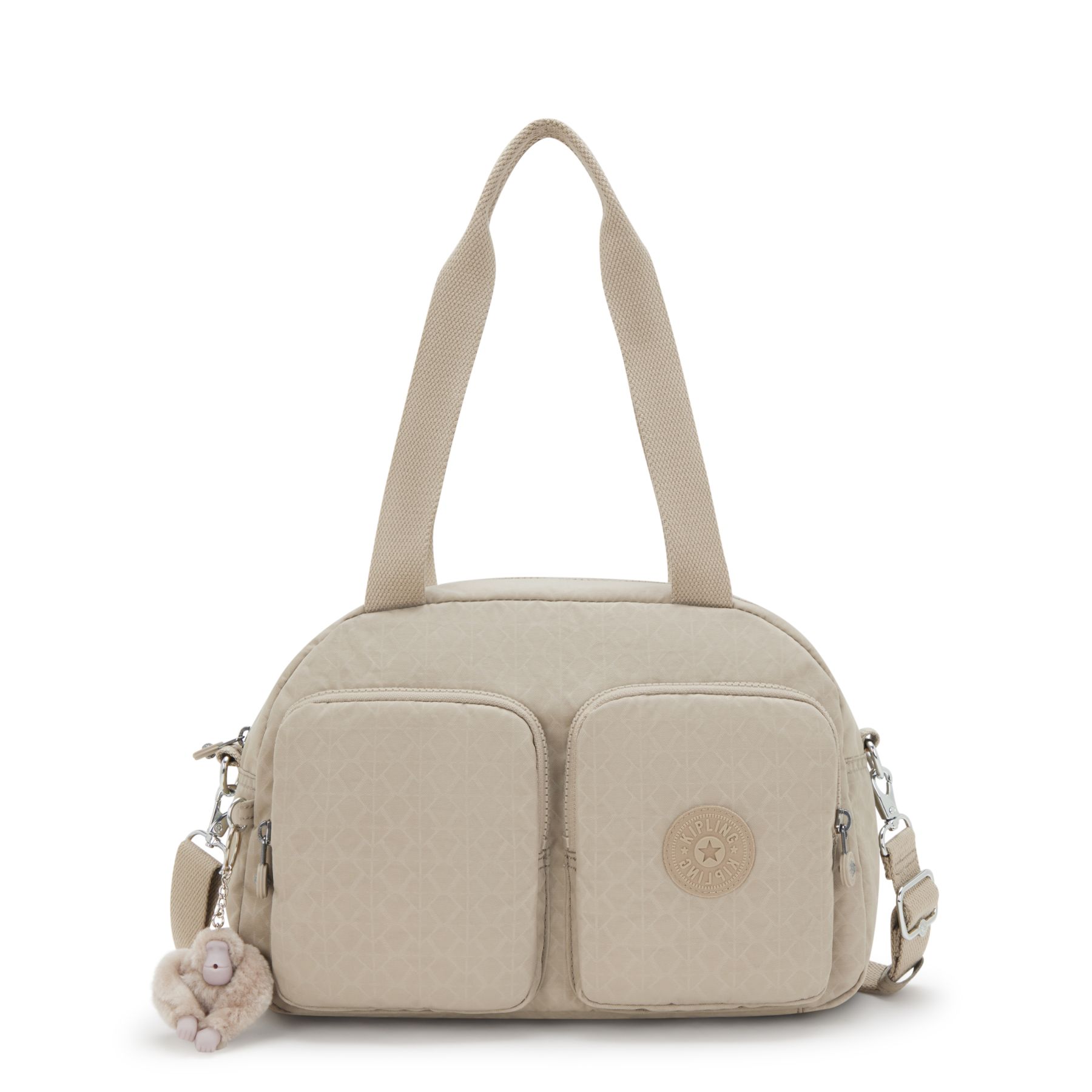 COOL DEFEA Sac Épaule Taille Moyenne avec Sangle Détachable - Signature Beige Embossed