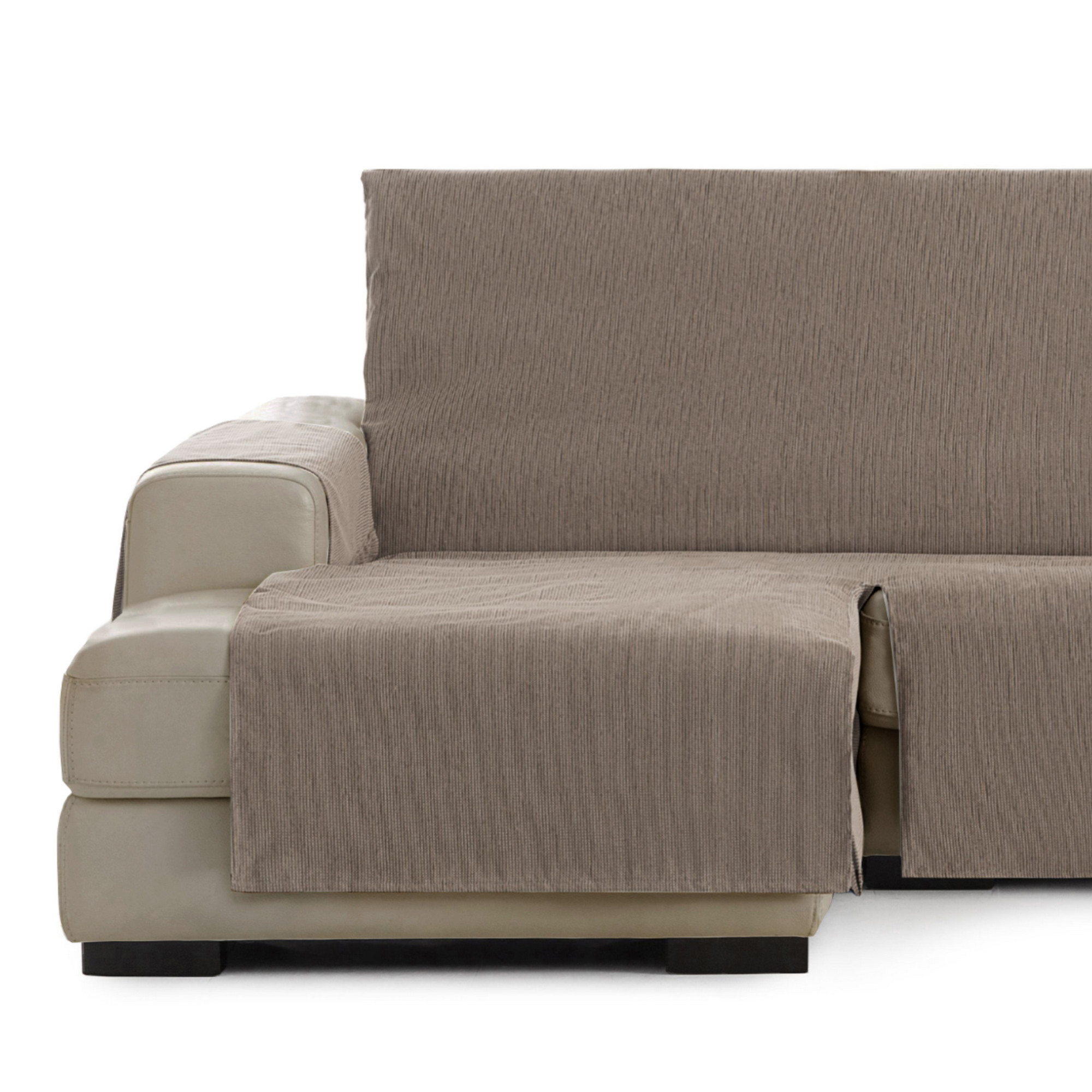 Capa Protetora para Chaise Longue Vipalia em Chenille Liso, Design Elite, Cor Mink, Capa para Chaise Longue do Lado Esquerdo para Cães