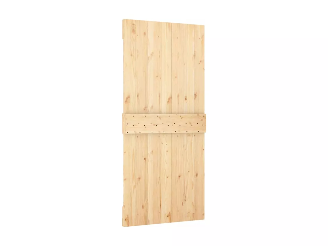 Porte coulissante et kit de quincaillerie 95x210 cm pin massif