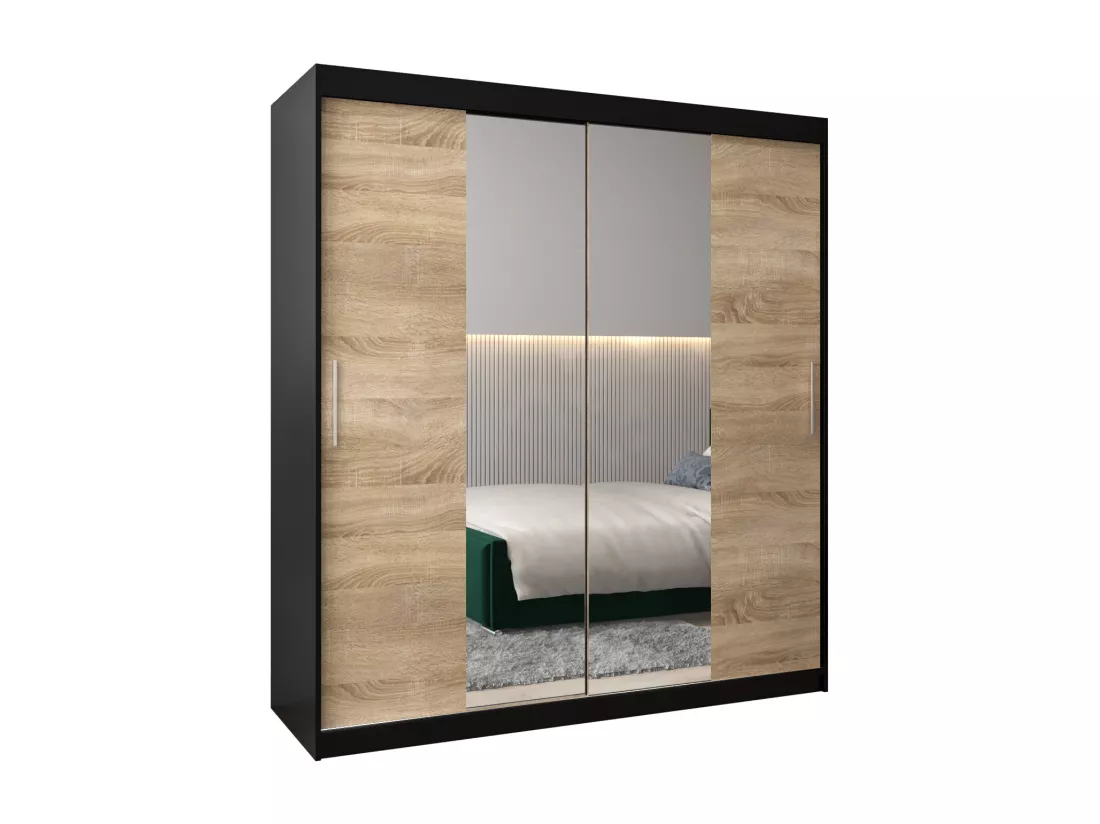 Armoire Tokyo 1 À Portes Coulissantes 200/180/62 2 portes (Noir/Sonoma)