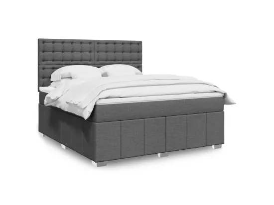 Sommier à lattes de lit avec matelas Gris foncé 180x200cm Tissu
