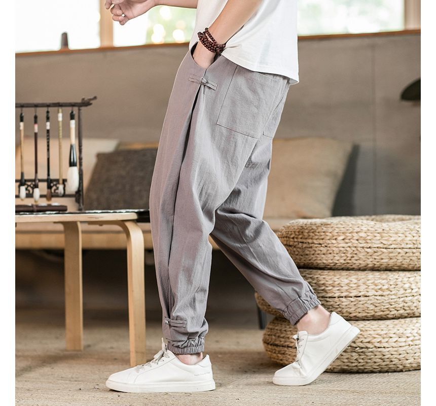 Aozora - Hoge taille effen cropped harembroek