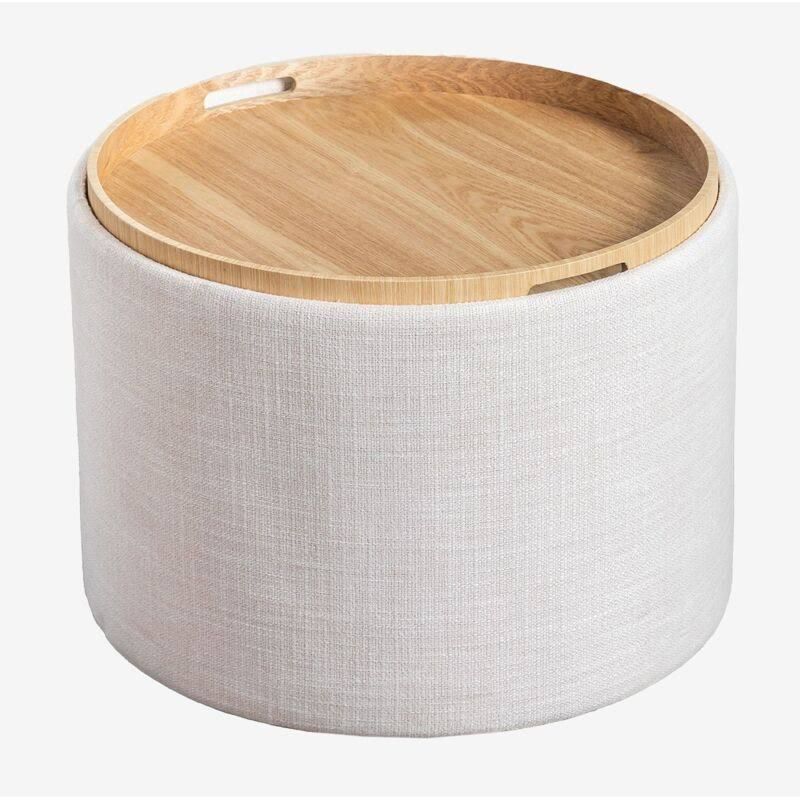 sklum.com Berkeleni runder gepolsterter Couchtisch mit Tablett und Stauraum Ø55 cm