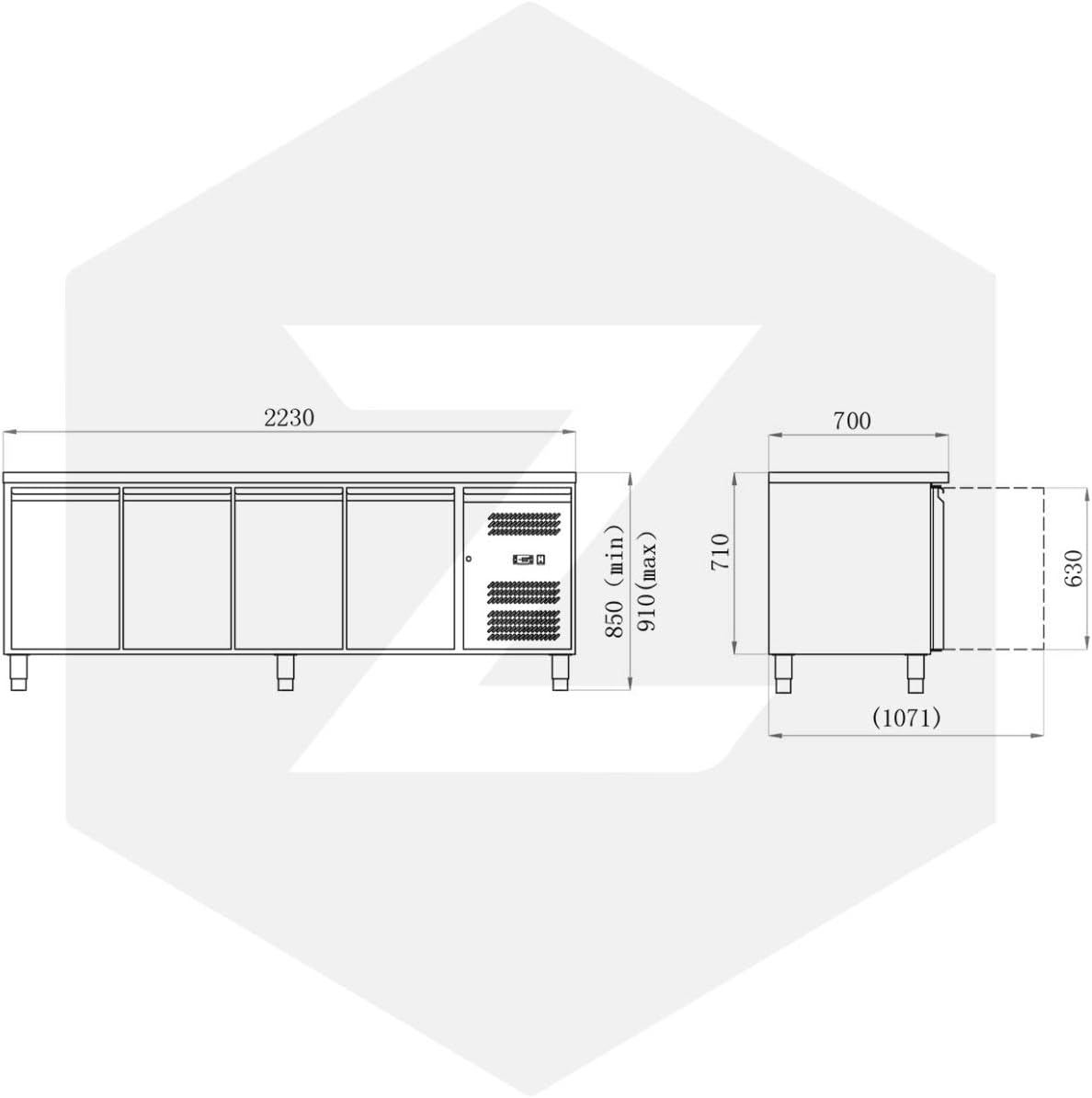 ZORRO Kühltisch ZGN 4100 TN | 4 Türen | 2230x700mm | 1/1 GN