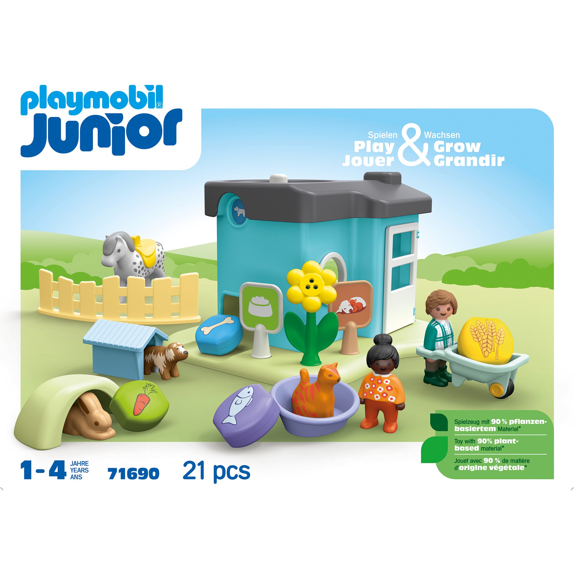 PLAYMOBIL Konstruktionsspielzeug Junior: Tierpension mit Futterspender