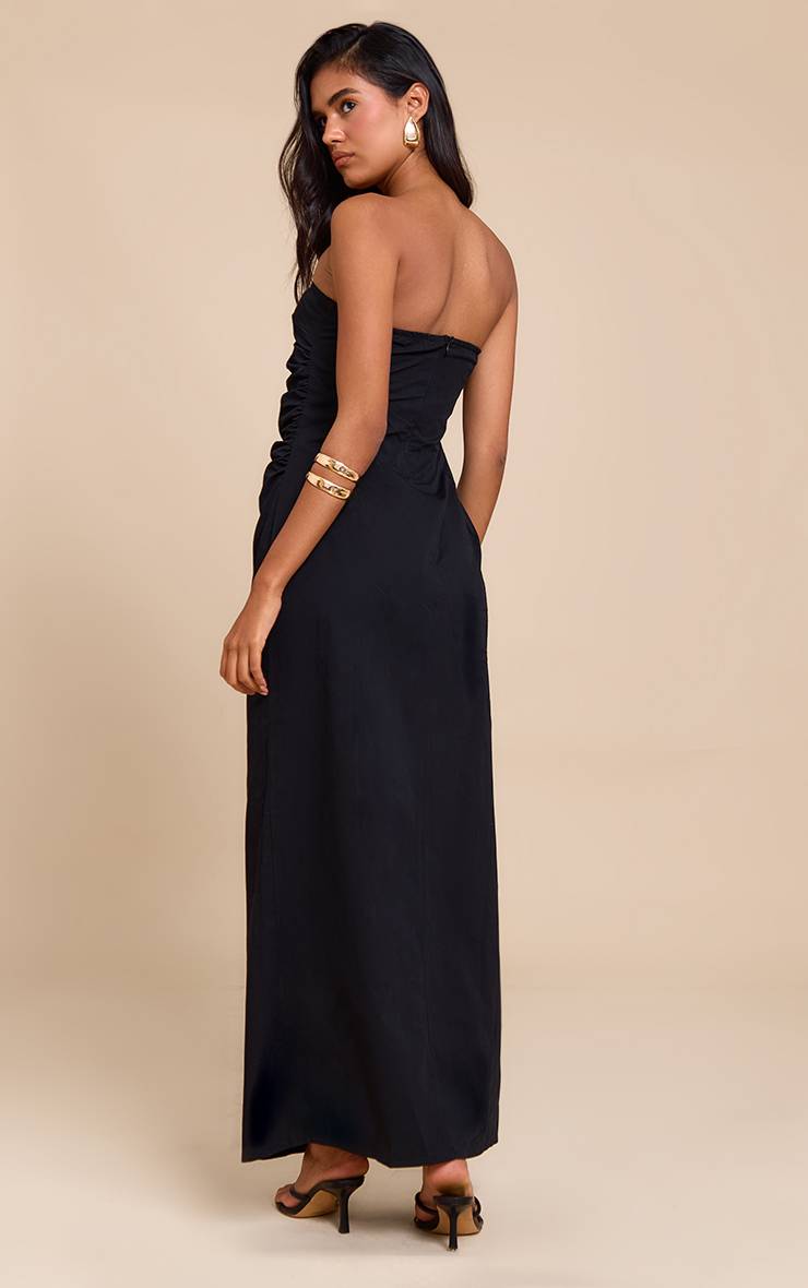 Noir Robe Mi-longue Bandeau Froncée