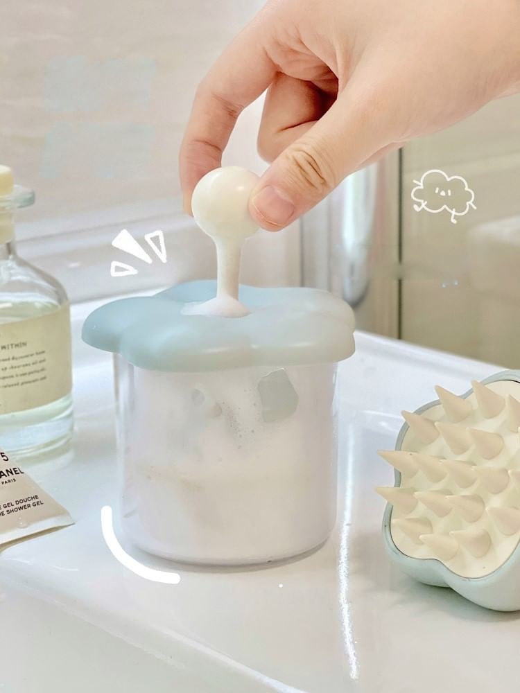 Yunikon - Bloemen plastic gezichtsreiniger schuimfles / hoofd- en hoofdhuidmassager