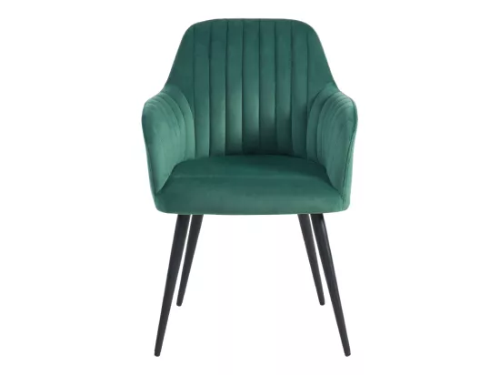 Lot de 2 chaises avec accoudoirs en velours et métal noir - Vert - ELEANA