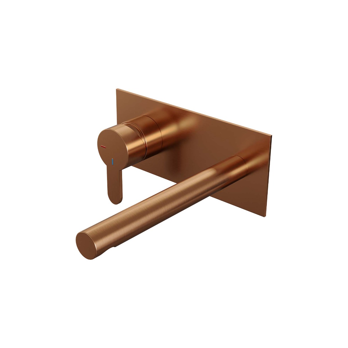 Brauer Copper Edition ColdStart wastafelkraan inbouw rechte uitloop met achterplaat model D2 koper geborsteld PVD