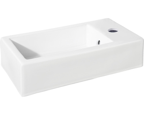 Wastafelset Difference HURA L 40 x 22 cm witte wastafel met antraciet onderkast, koudwaterkraan en sifon mat chroom 38.006.14
