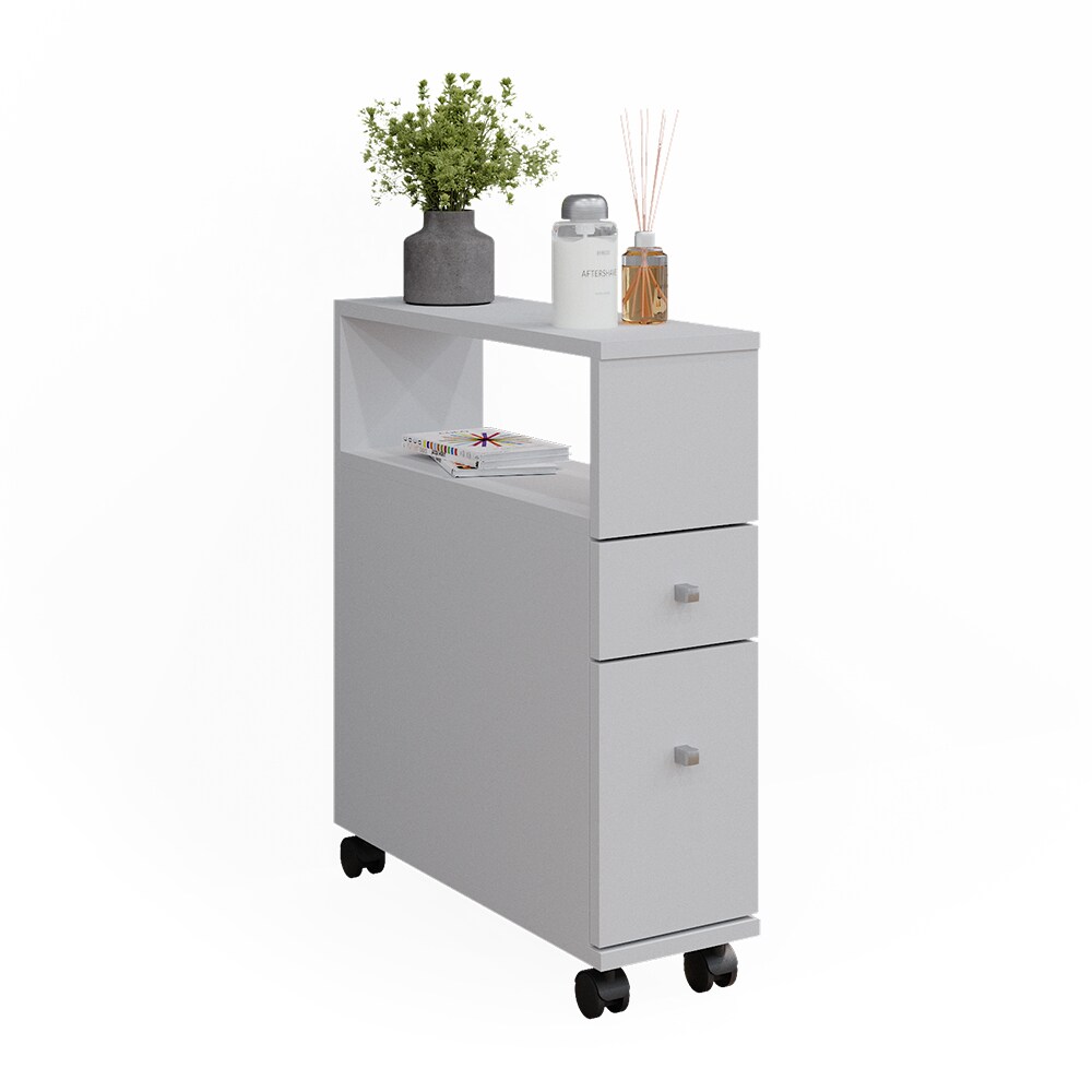 Vicco Badschrank Fynn Weiß 18 x 62 cm 2 Schubladen