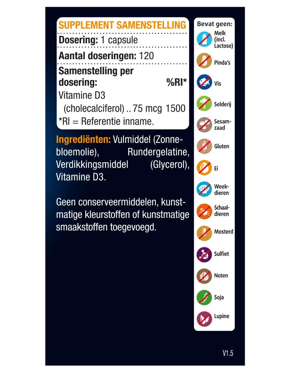 Vitamine D3 75 mcg 120 capsules