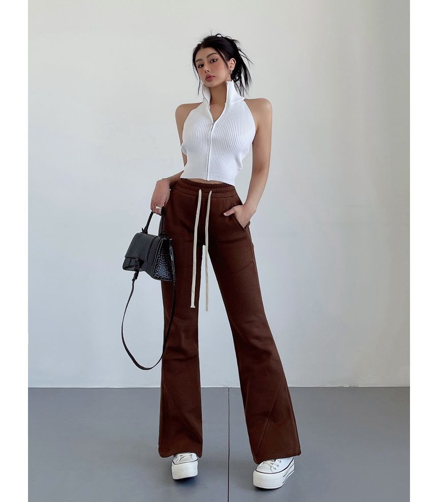 LIVIE - Tanktop met geribbelde col en rits