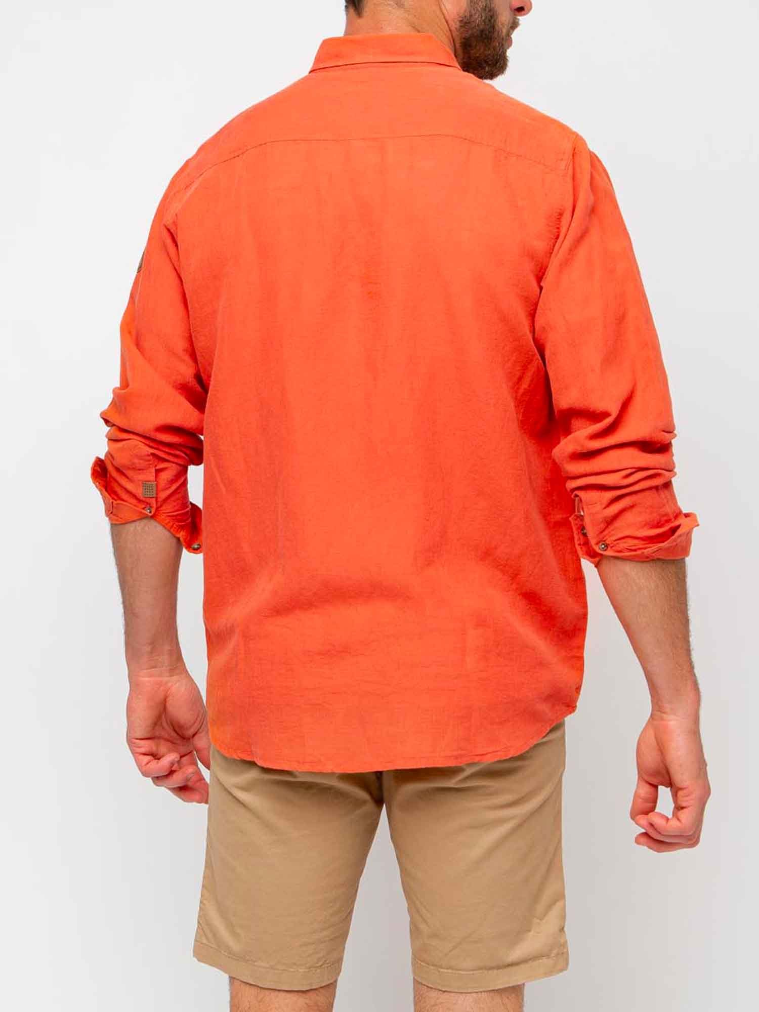 Chemise Homme Coton et Lin Orange