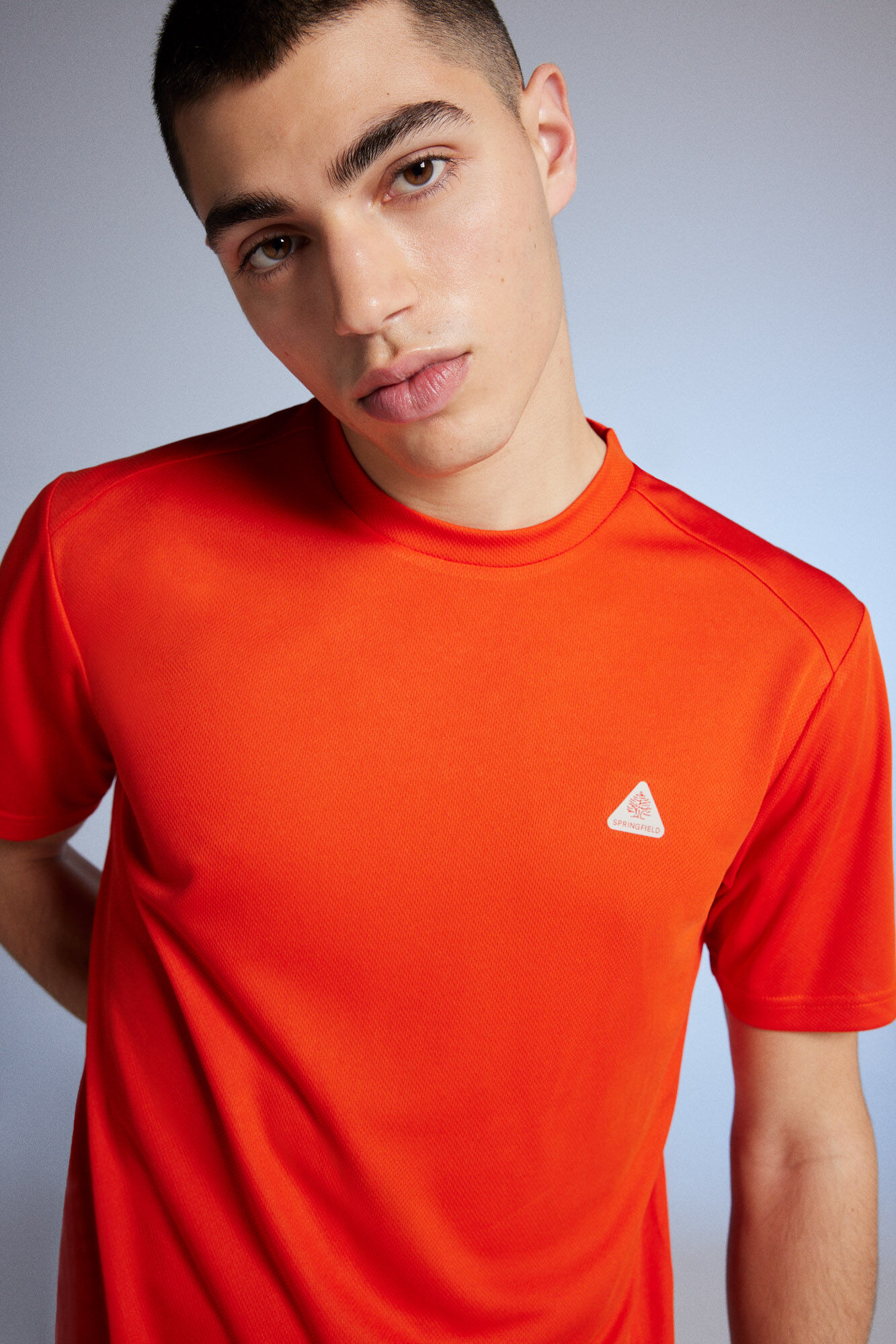 Camiseta de malha para atividades ao ar livre - laranja