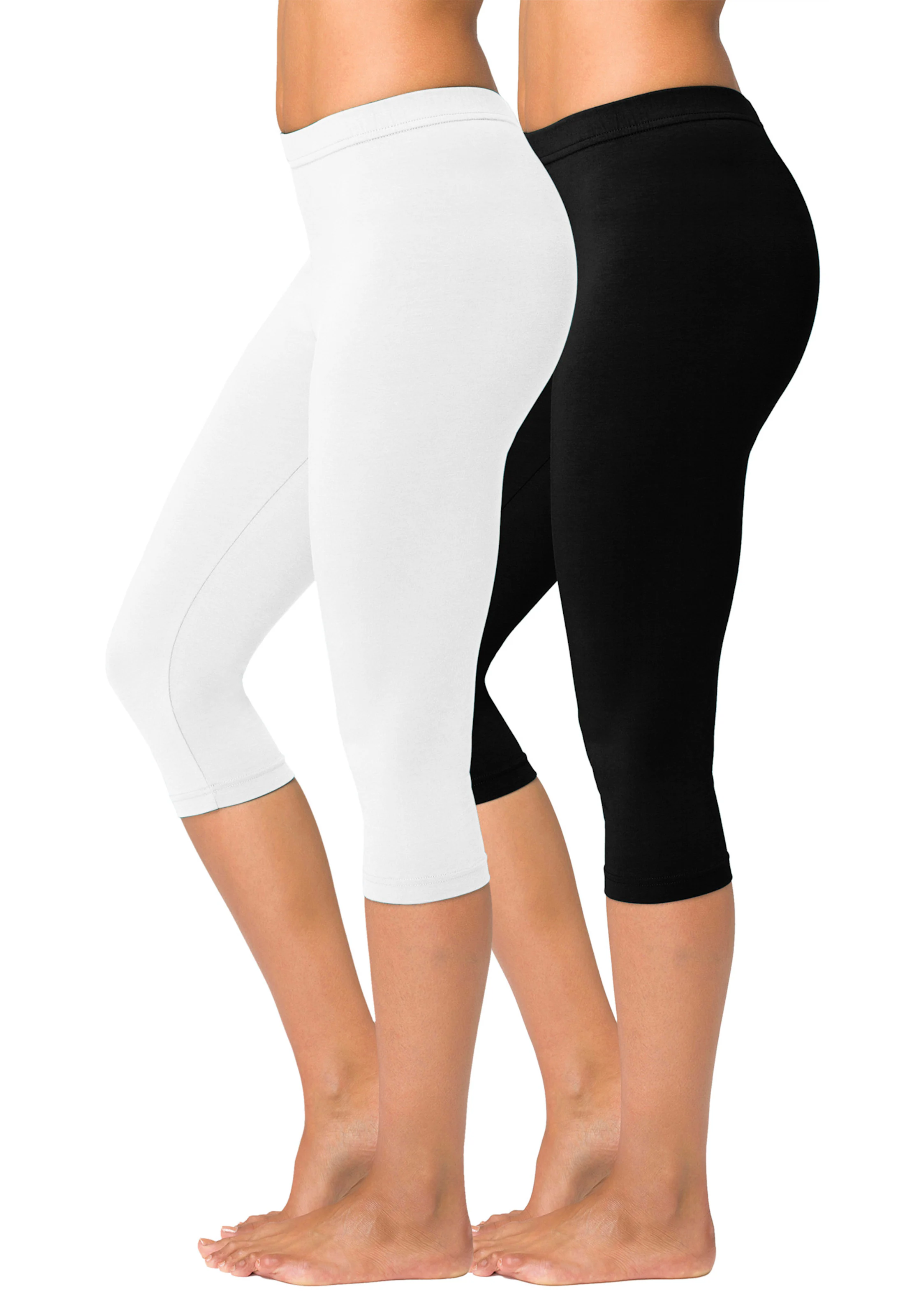 Caprileggings in 1x weiß, 1x schwarz