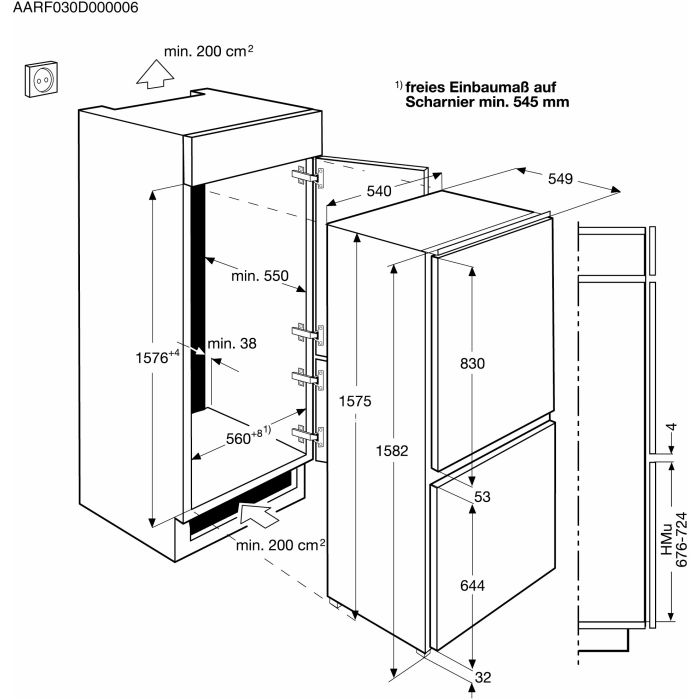 AEG Einbau Kühl-Gefrier-Kombination Serie 5000 mit ColdSense SCE616F3LS