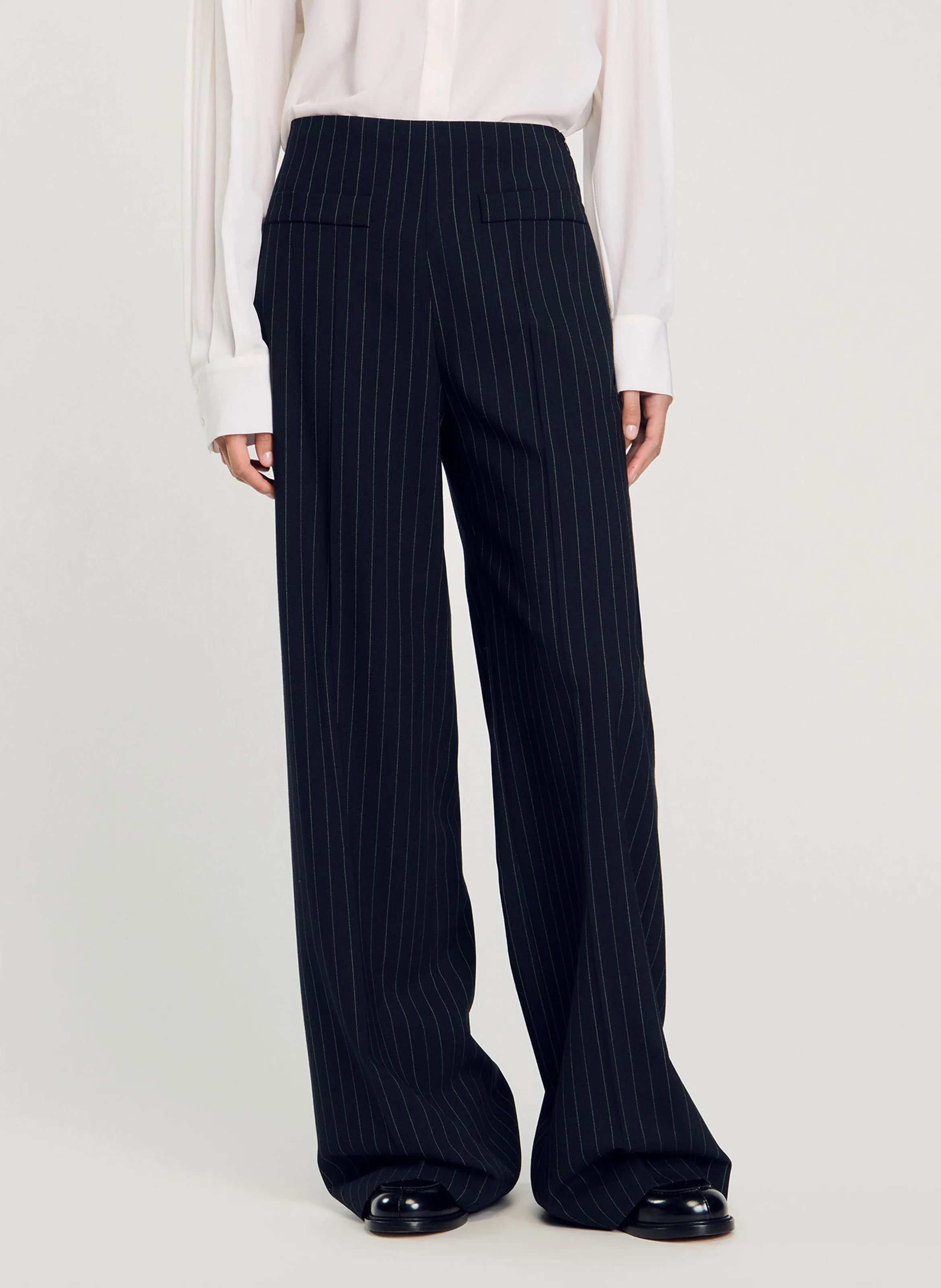 Pantalon droit rayé | Noir