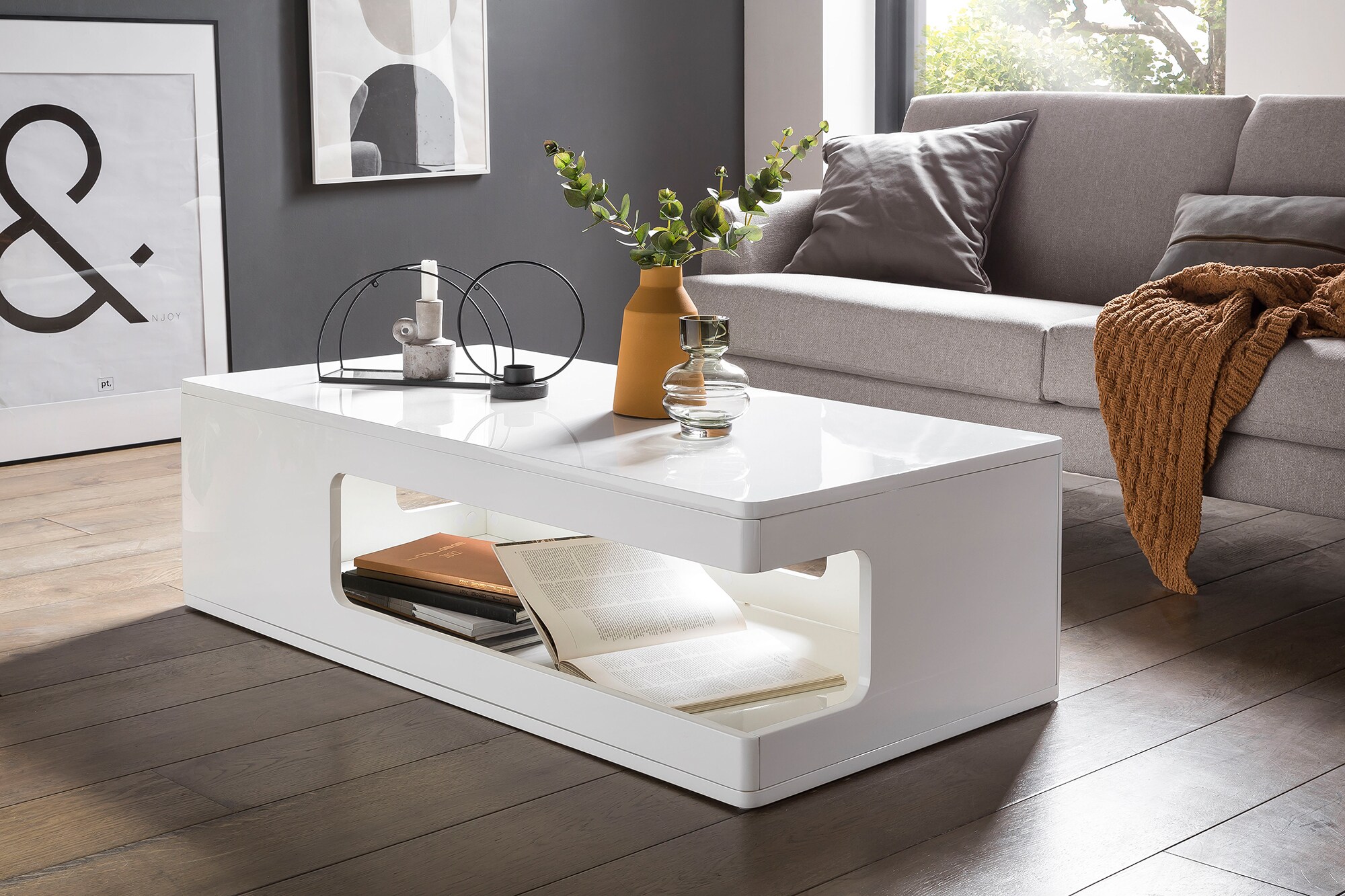 Couchtisch 120x60 hochglanz Beistelltisch Sofatisch Wohnzimmertisch Tisch weiss