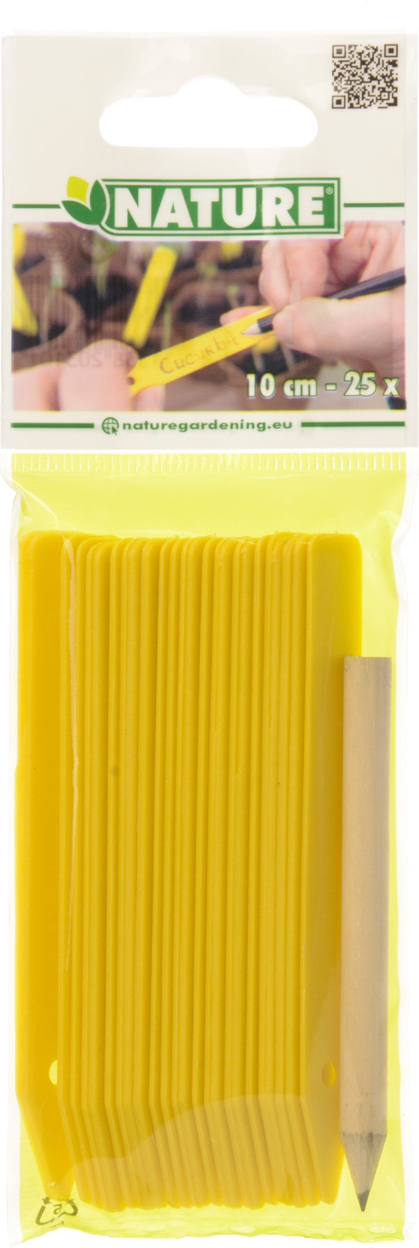 Nature plantenetiketten met potlood geel 10 cm 25 stuks