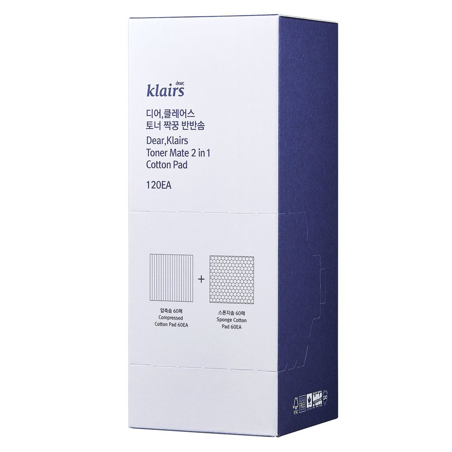Klairs Toner Mate 2-In-1 Cotton Pad 120pcs