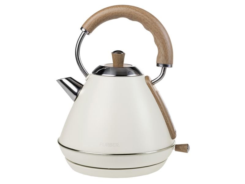 FURBER Wasserkocher Bardot 1 l, Beige Wasserkocher mit 360°-Sockel mit Kabelaufwicklung