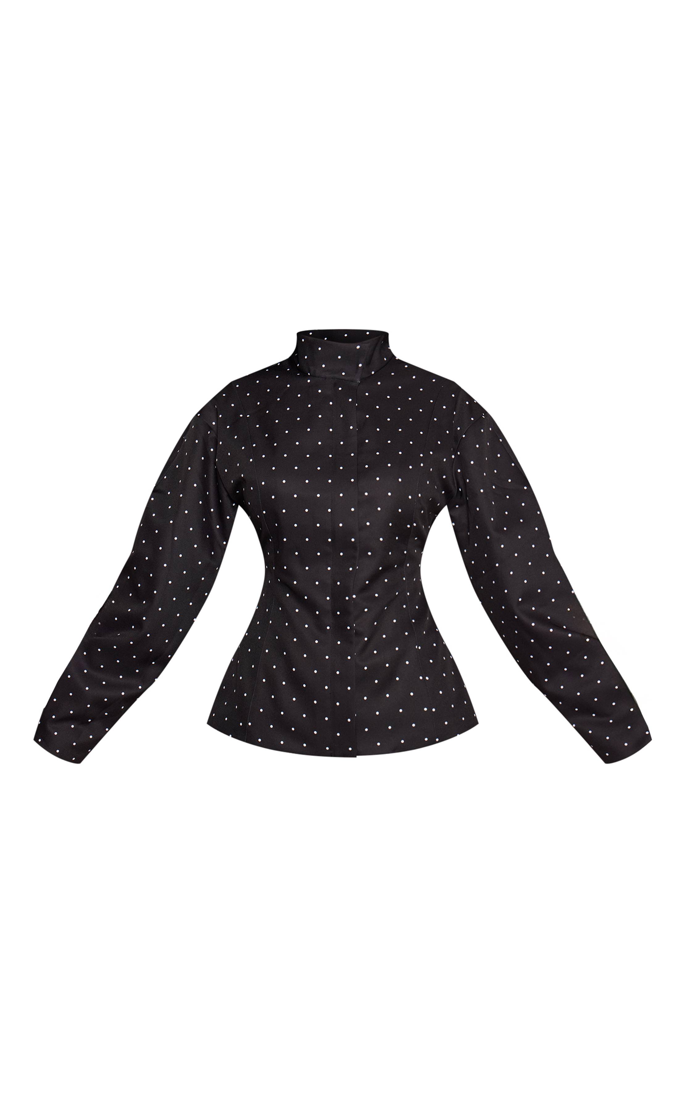 Noir Veste Cintrée À Manches Cocon À Pois