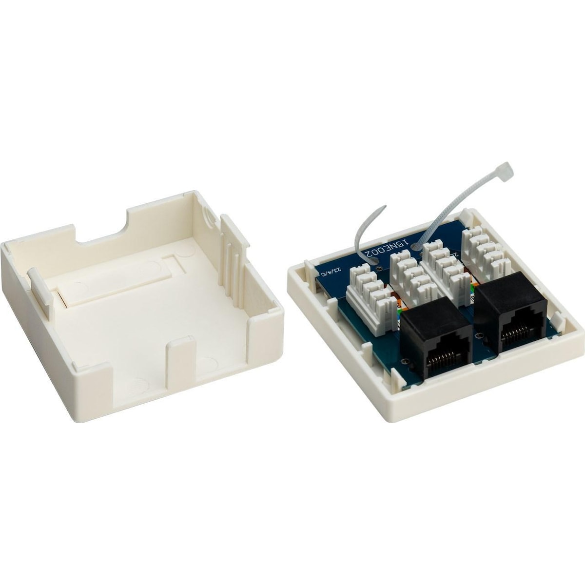 2-port RJ45 overflatemonteringsboks, CAT 6, UTP, hvit