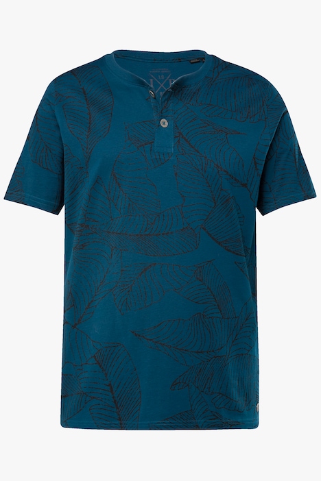 JP1880 Henley, Halbarm, floraler Print, Rundhals mit Knopfleiste, bis 8 XL