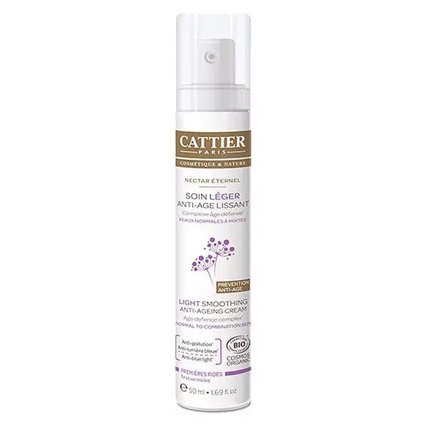 Cattier Creme Hidratante e Tratamento, Cuidado Suavizante Antienvelhecimento Leve, Nectar Éternel Bio, 50ml