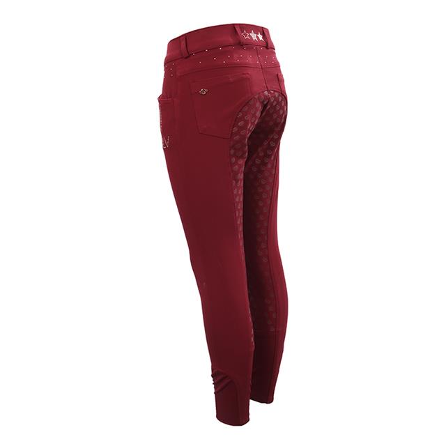 Paardrijbroek La Valencio LVWilhelmina Full Grip Kids Donkerrood