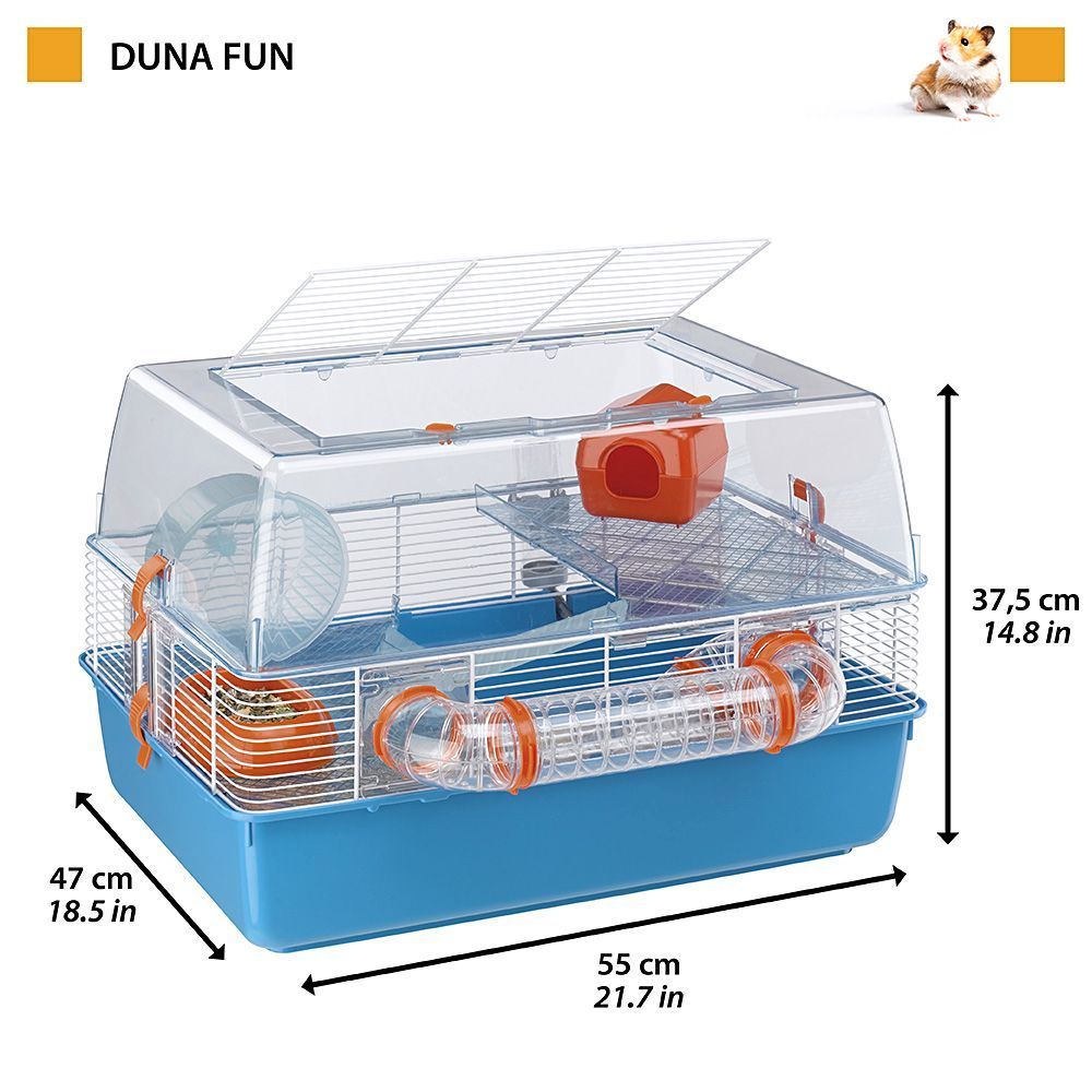 Ferplast cage pour rongeurs duna fun pour hamsters, souris, en plastique et métal, accessoires inclus : mangeoire, abreuvoir,