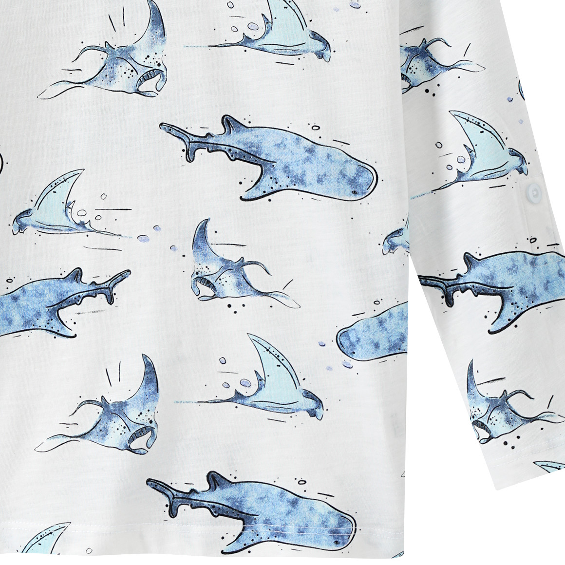 Topolino Jungen Langarmshirt mit Fisch-Motiven weiss