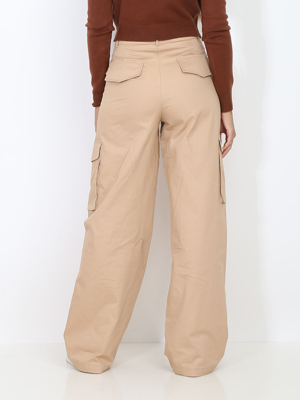 Pantalon cargo ample- Beige