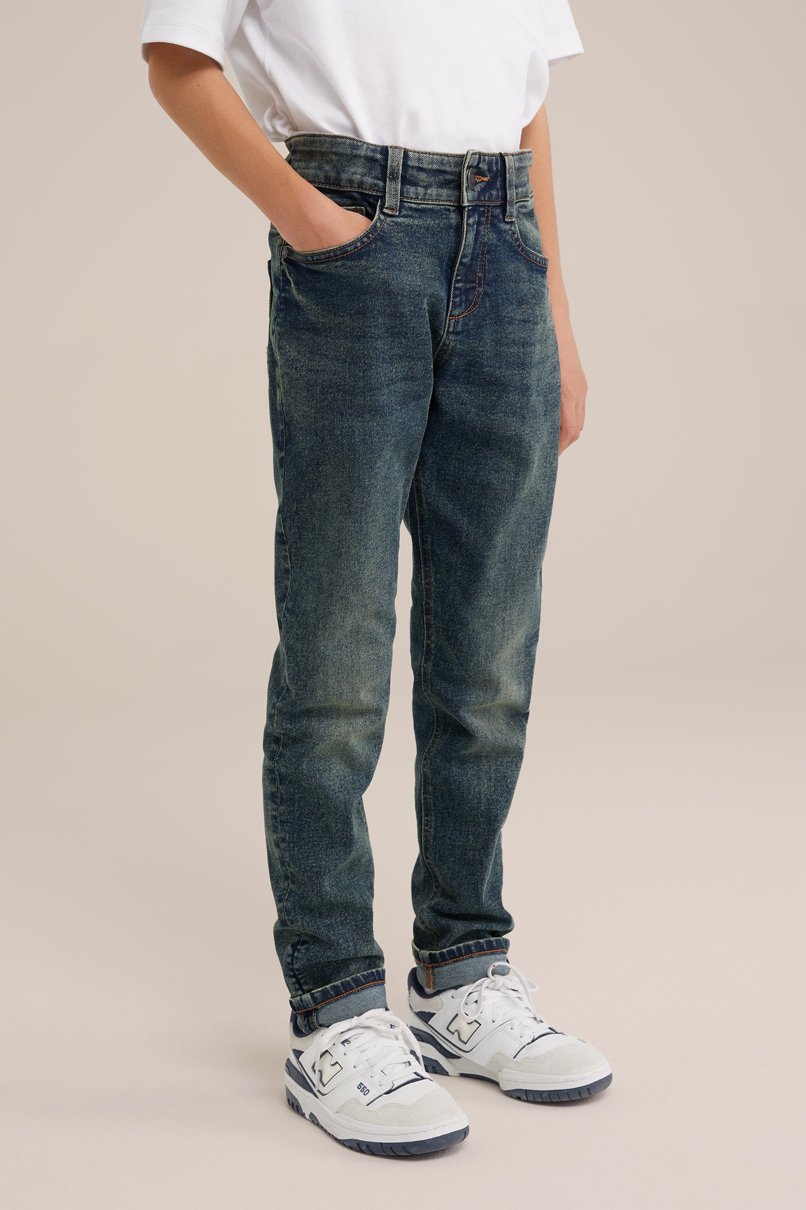 Jongens slim fit jeans met stretch Blue Ridge Donkerblauw