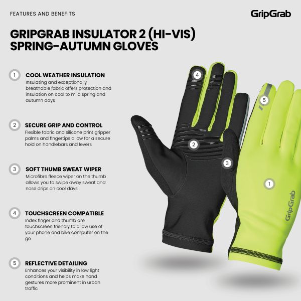 GripGrab Insulator 2 Midseason Cykelhandsker, Hi-Vis