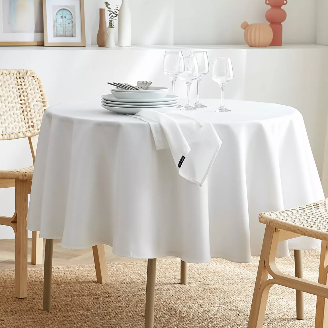Lot de 3 serviettes de table polyester (40 x 40 cm) Elise Blanches