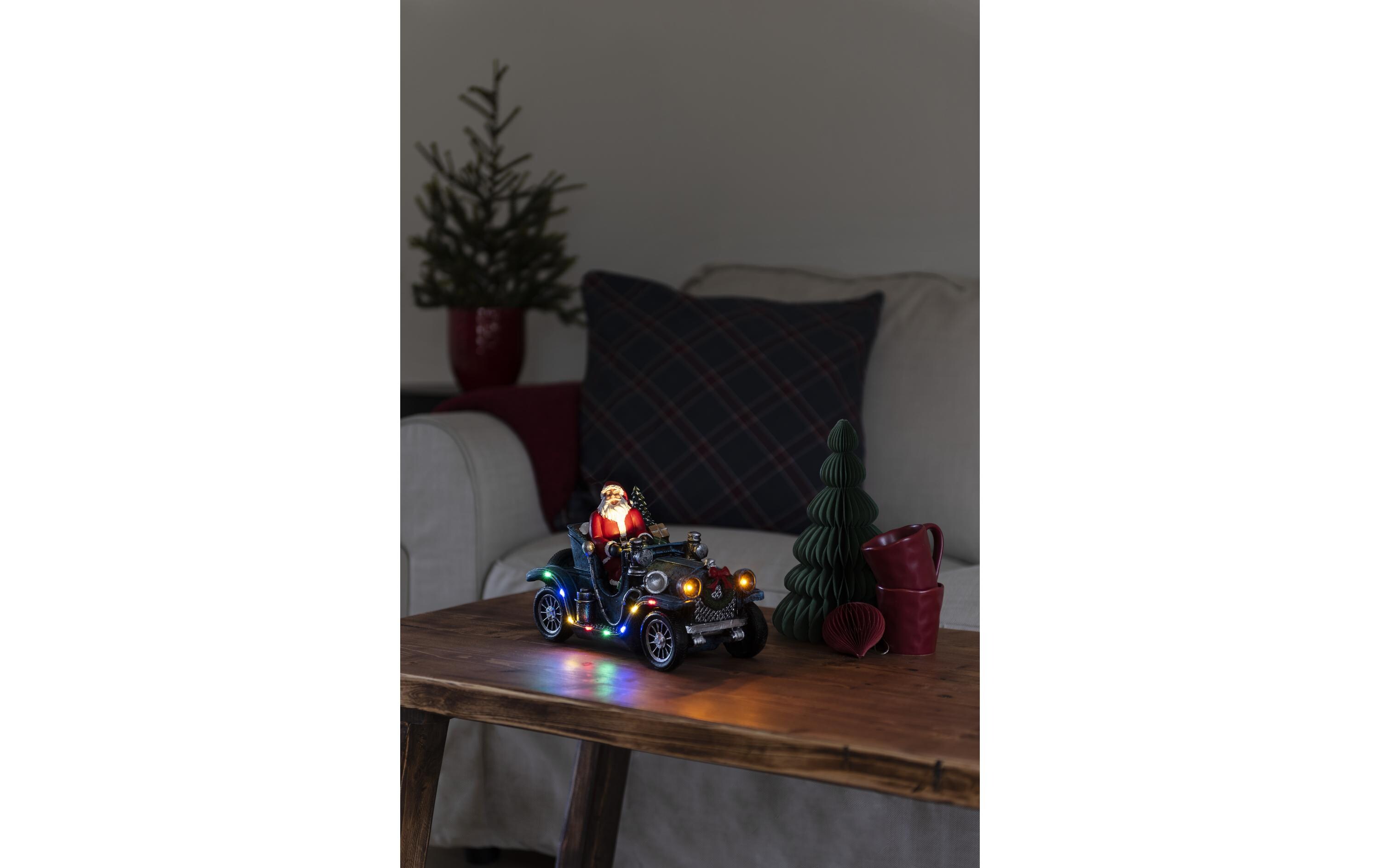 LED-Figur Weihnachtsmann im Auto, 16 cmLED Weihnachtsdekoration