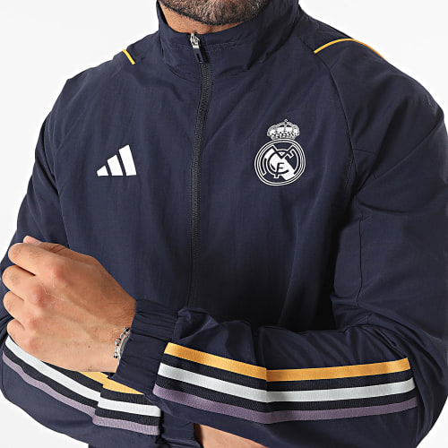 Veste Zippée A Bandes Real Madrid IB0862 Bleu Marine